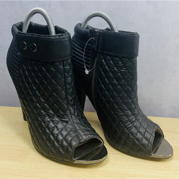 Kristin Cavallari Chinese Laundry Quilted Open Toe Leather Booties Size 9.5 - Picture 2 of 10